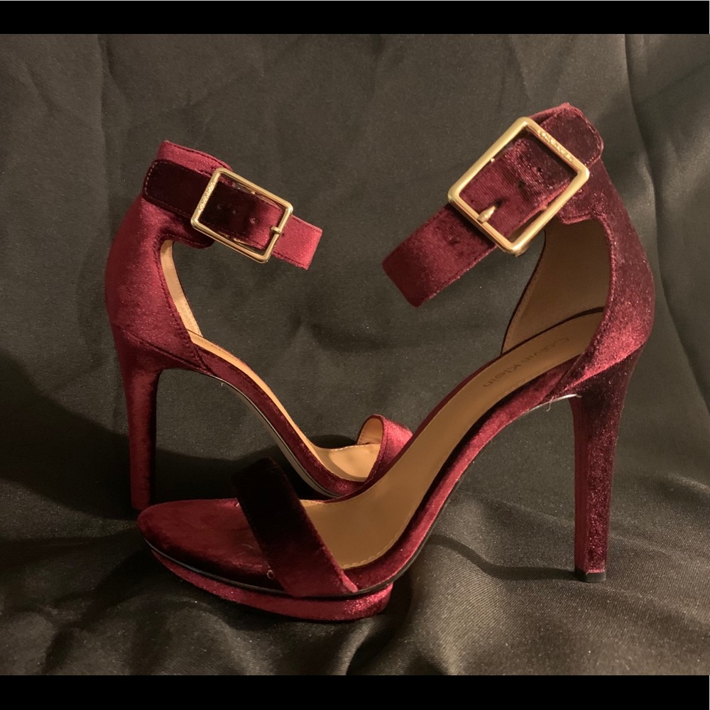 Calvin Klein Vivian Burgundy Velvet Heels
